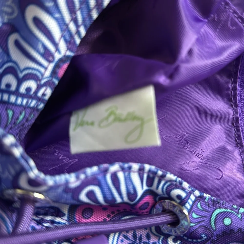 VERA BRADLEY BACKPACK LARGE PURPLE PINK WHITE FLORAL MEDALLION PRINT WHIMSY NWOT
